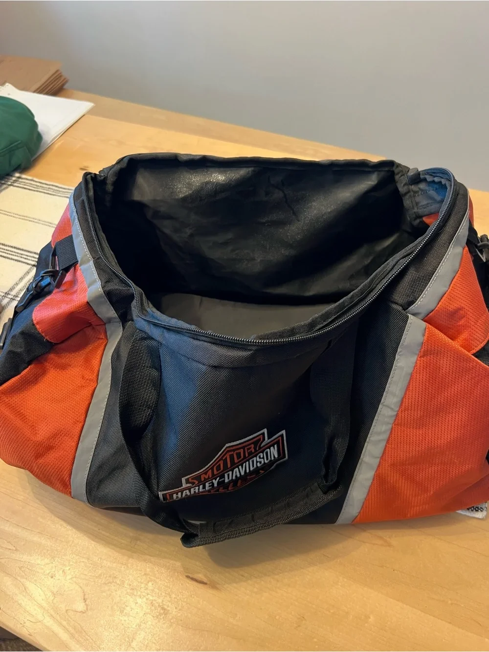 Harley-Davidson Black and Orange Logo Duffel Bag